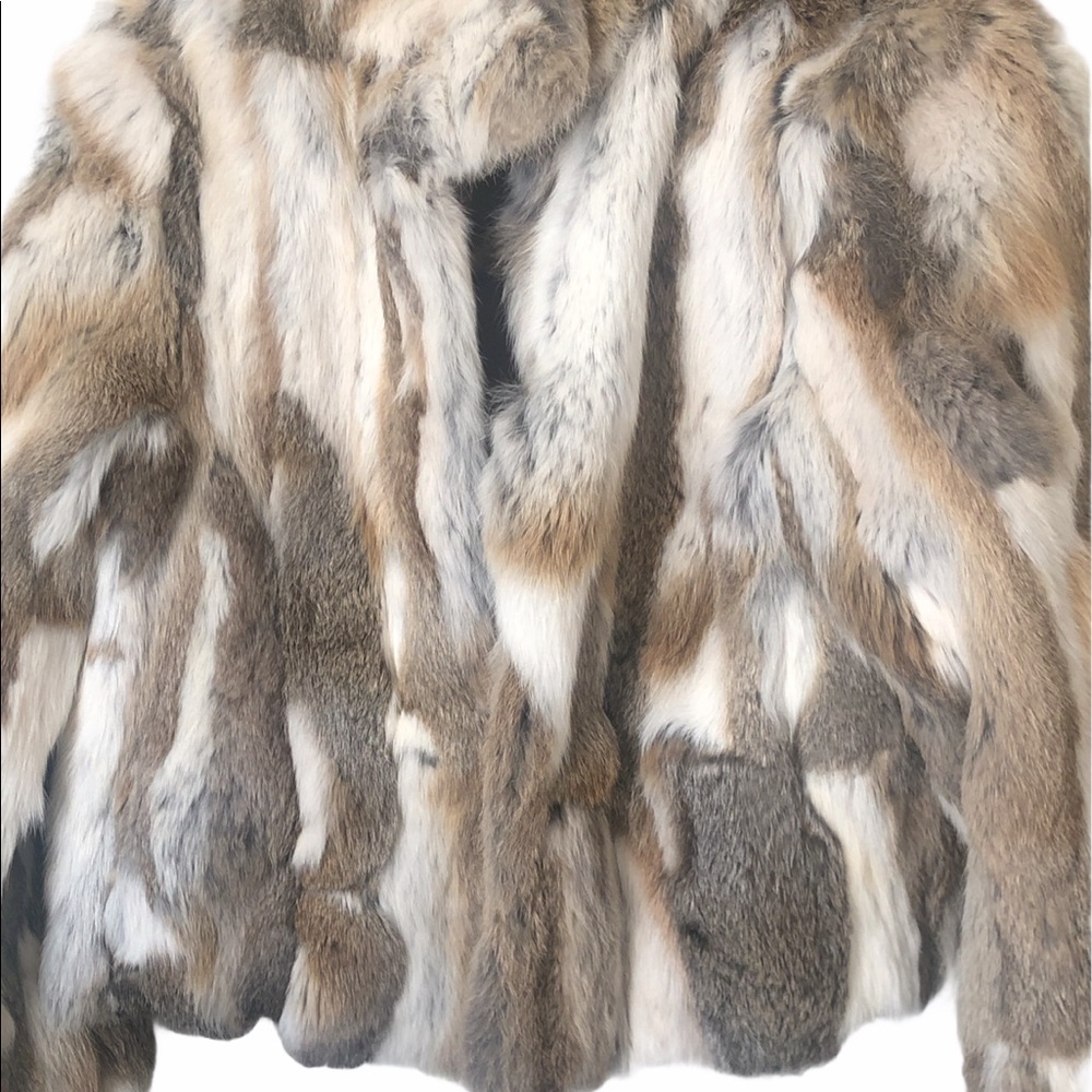 Adrienne Landau real natural rabbit Jacket